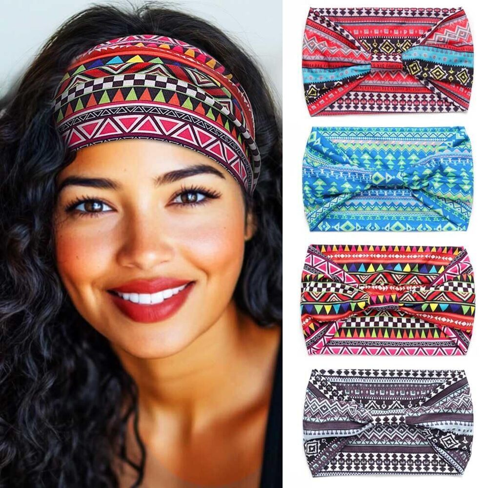 6621 African Headbands Knotted Hairbands Yoga Sport Head Wraps Wide Elastic